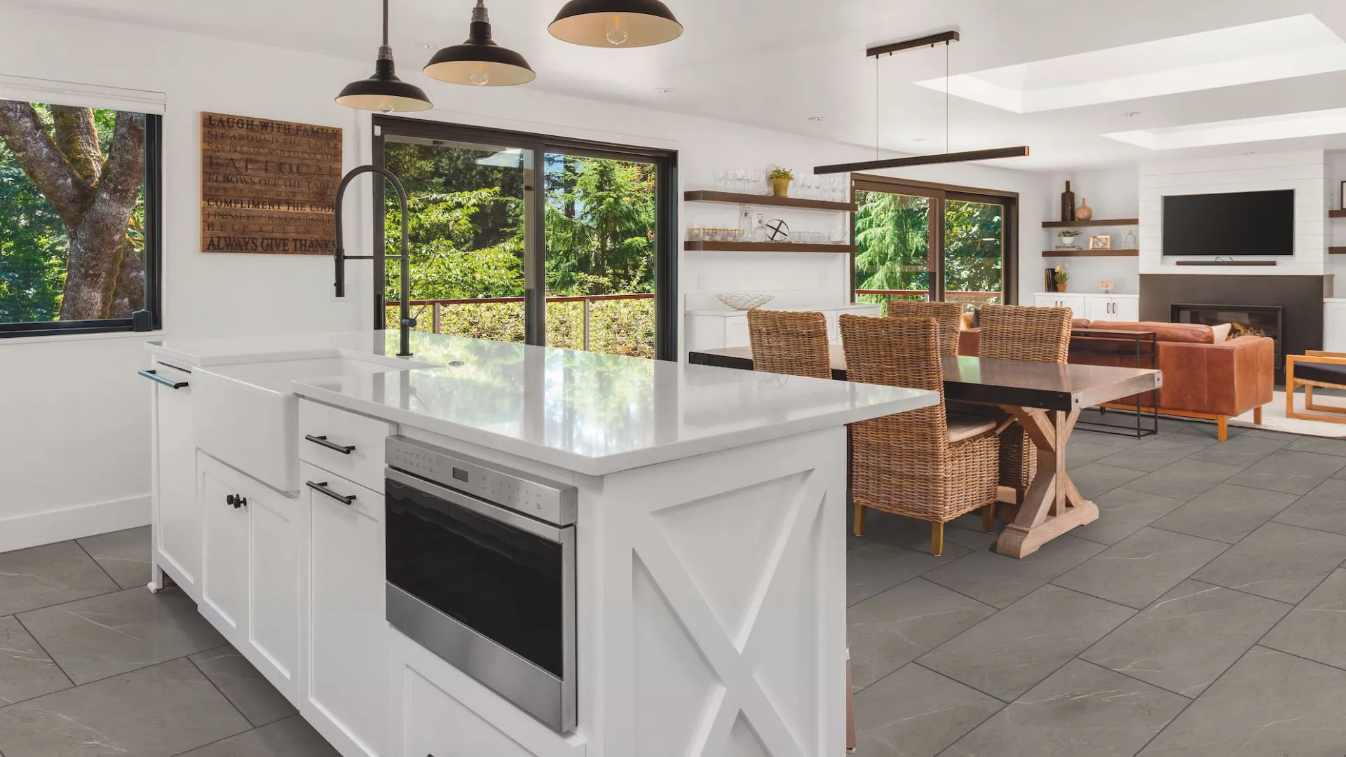 Tile in modern kitchen.